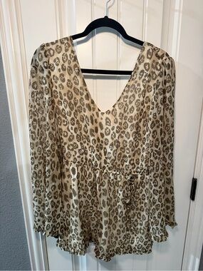 June & Hudson Taupe Leopard Print romper